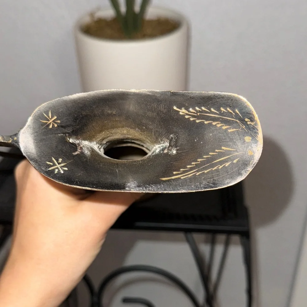 This is a‎ vintage decorative etched brass pitcher or ewer.
